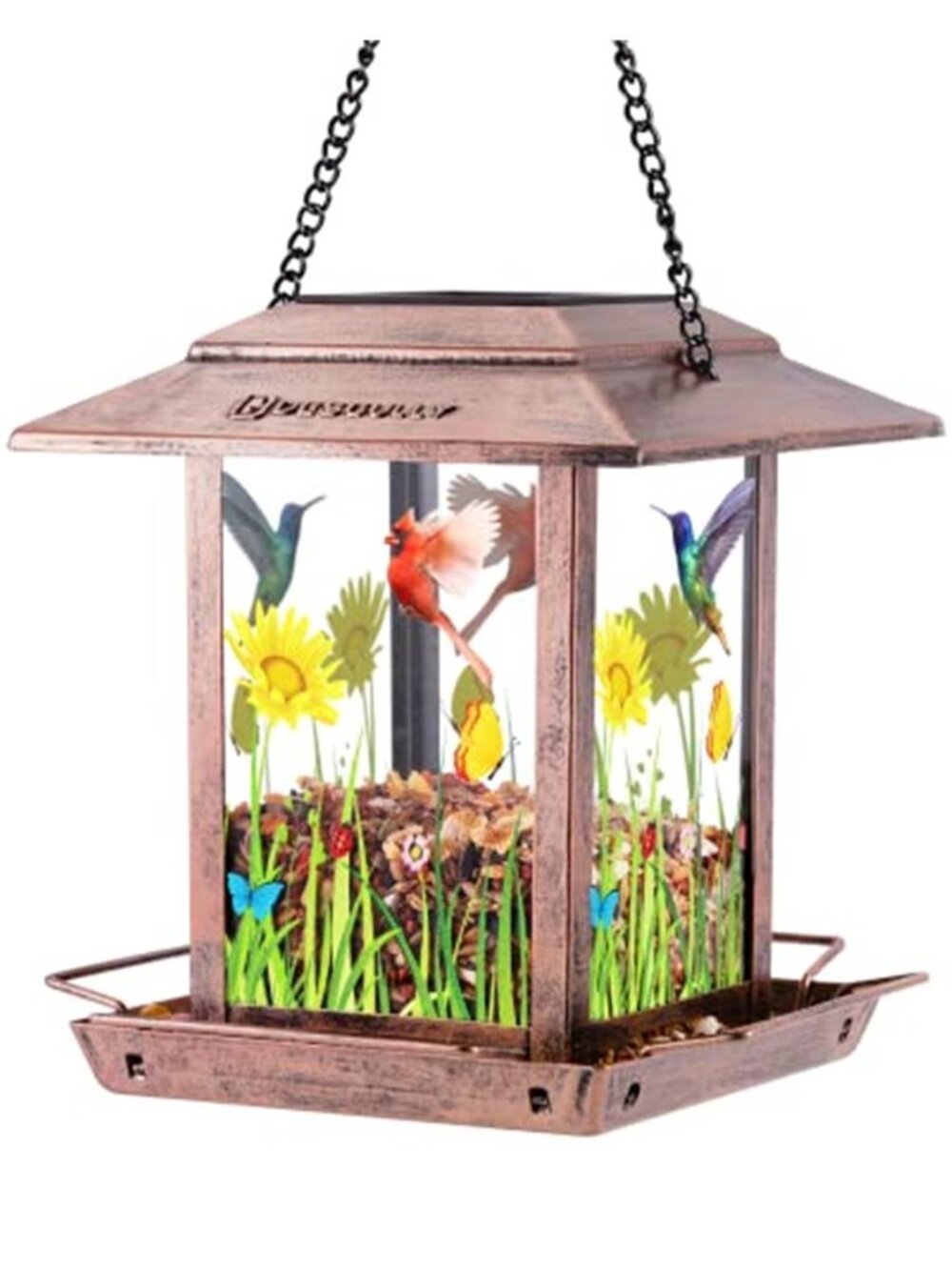 Solar Bird Feeders for Outdoors - 2.5 LBs Metal Wild Large & Small Bird Feeder